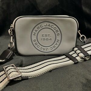 Marc Jacobs Snapshot Camera Bag Gray Crossbody w/ Striped Strap